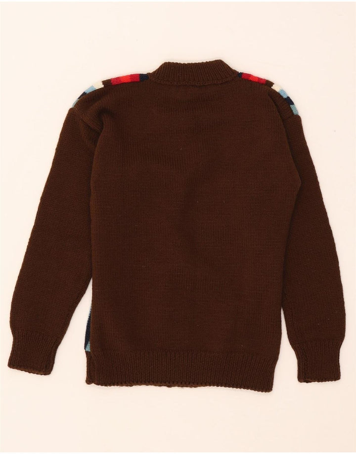 Vintage Dame Turtle Neck Jumper Sweater UK 8 Lille Brun Stribet