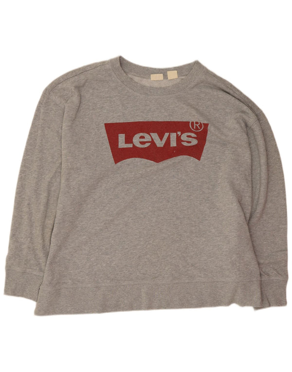 Levi's Grafisk Sweatshirt Jumper UK 20 2XL Grå Flecked Bomuld