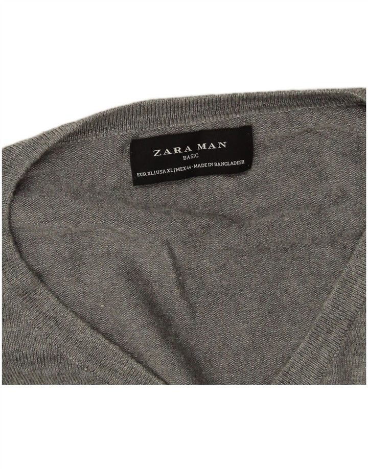 Zara Herre V-hals sweater XL Grå