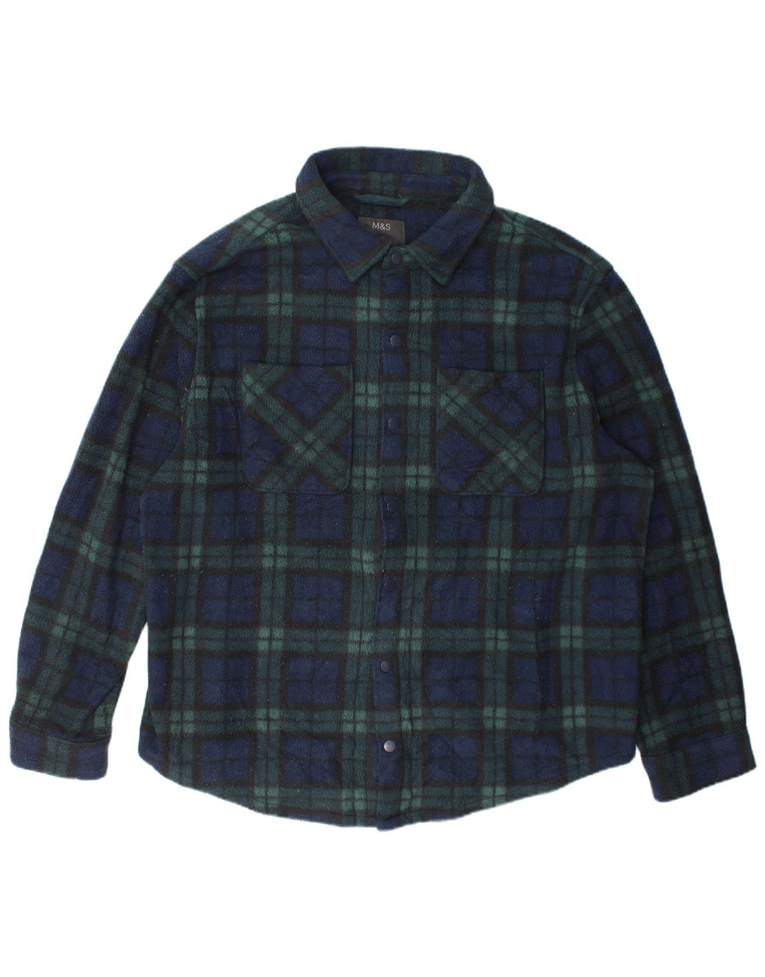 Marks & Spencer Herre Overshirt Fleeceskjorte 3XL Grøn Ternet polyester