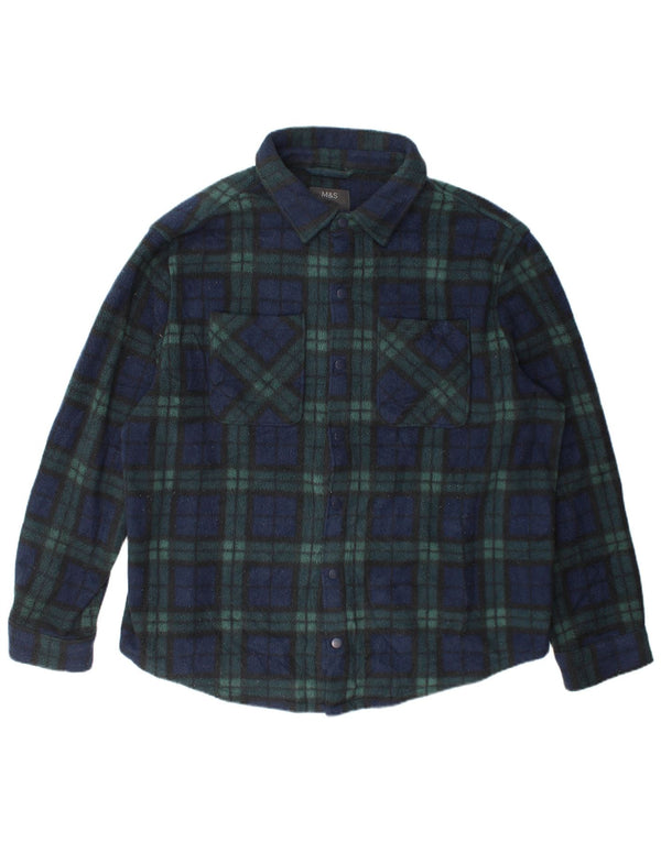 Marks & Spencer Herre Overshirt Fleeceskjorte 3XL Grøn Ternet polyester