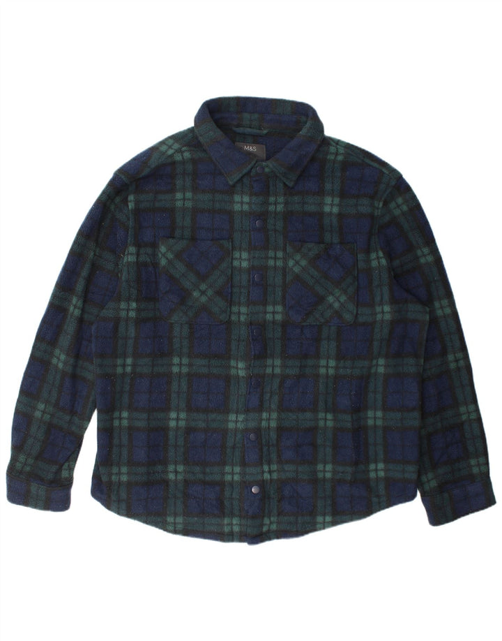 Marks & Spencer Herre Overshirt Fleeceskjorte 3XL Grøn Ternet polyester