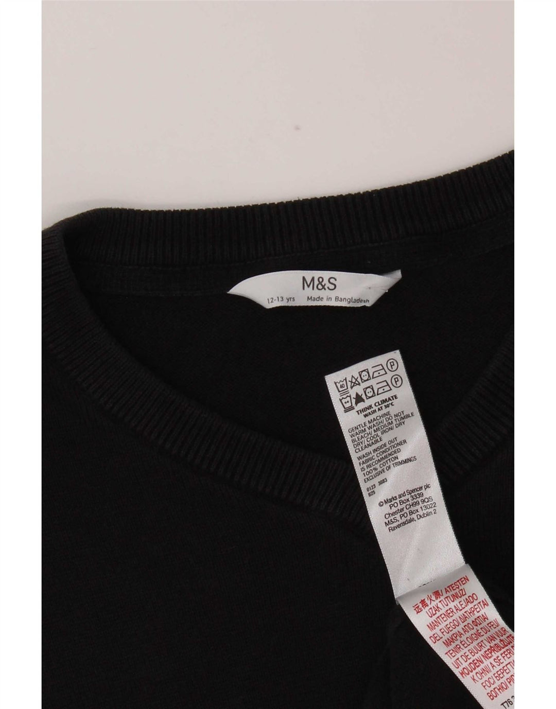 Marks & Spencer Boys V-hals sweater 12-13 år sort bomuld