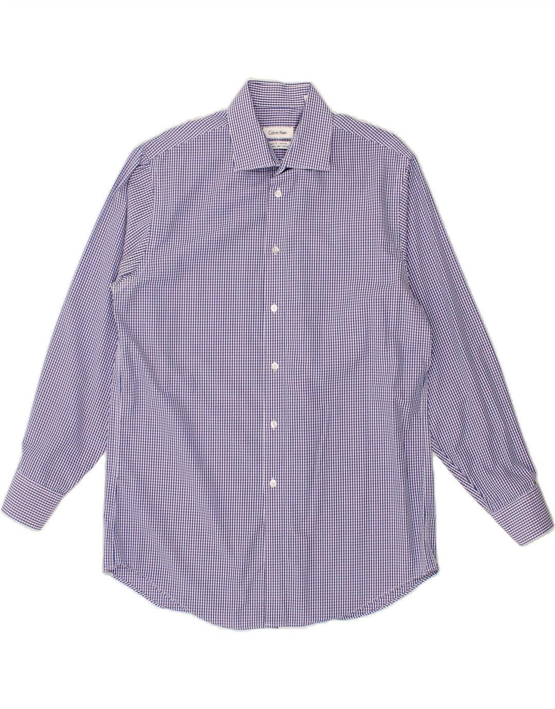 CALVIN KLEIN Herre Regular Fit skjorte str. 15 1/2 Medium Blue Gingham Cotton