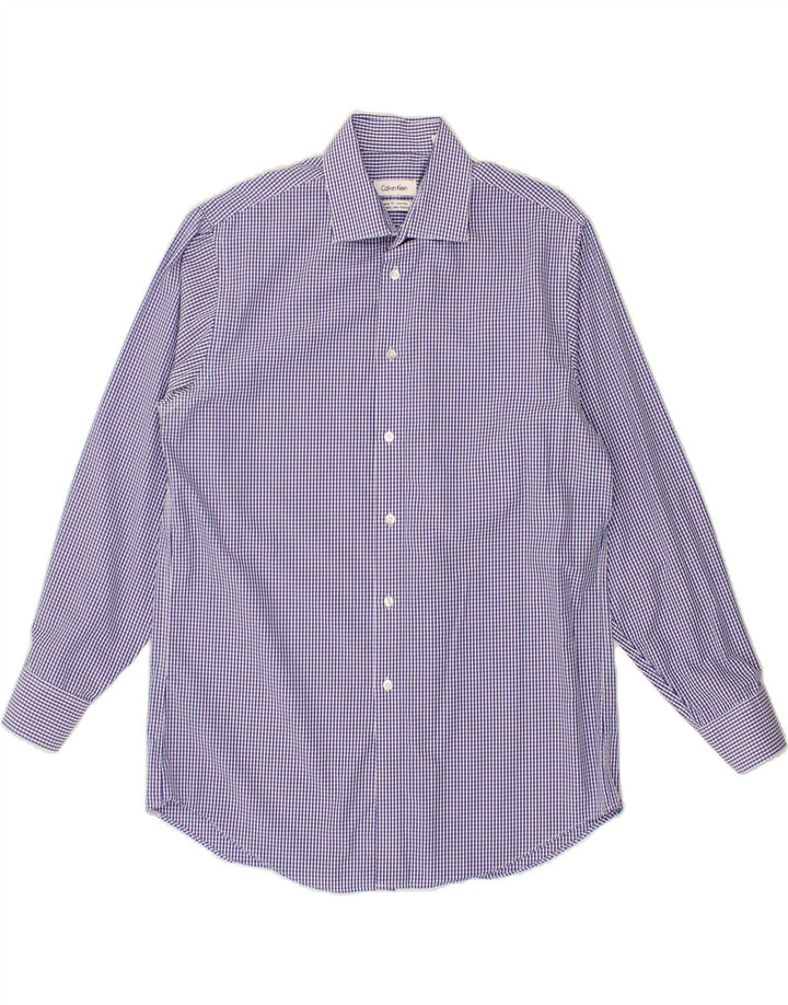 CALVIN KLEIN Herre Regular Fit skjorte str. 15 1/2 Medium Blue Gingham Cotton