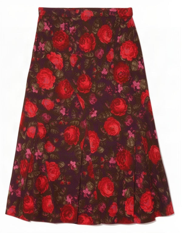 Marks & Spencer Womens Corduroy Nederdel UK 12 Medium W32 Purple Floral
