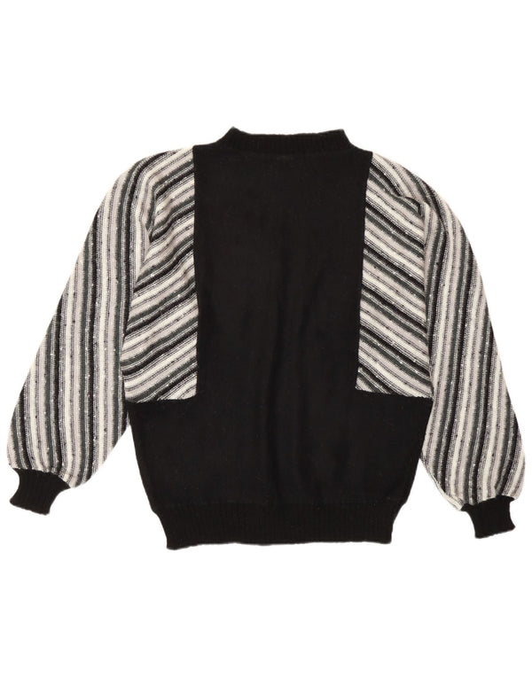 Vintage Dame Turtle Neck Jumper Sweater UK 16 Stor sort stribet