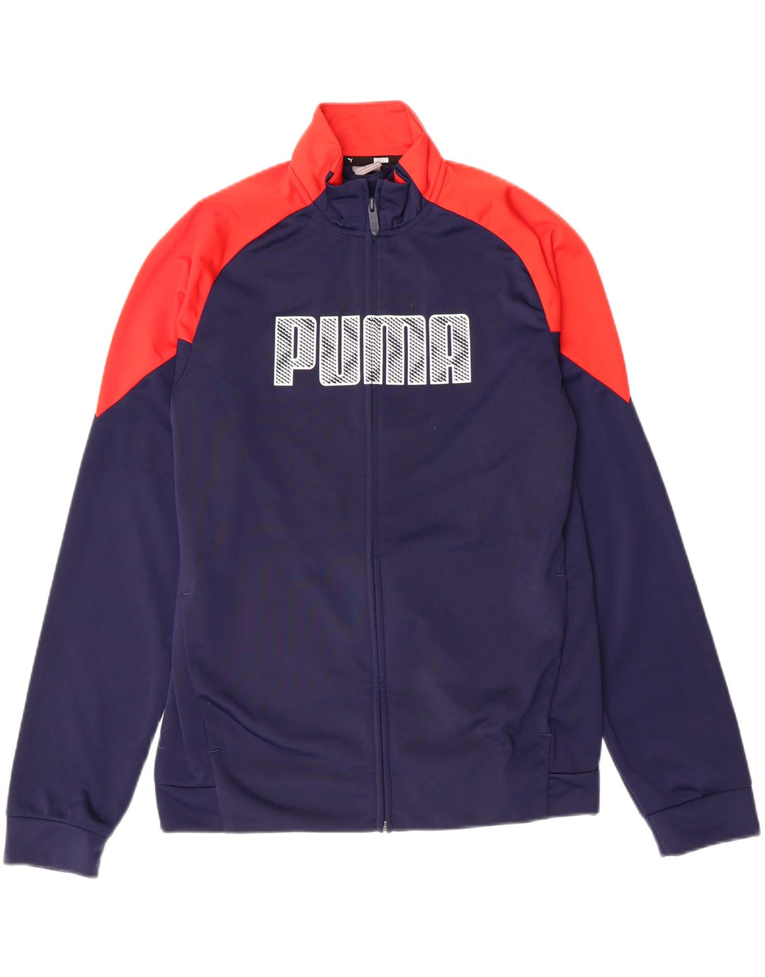 PUMA Boys Tracksuit Top Jacket 15-16 Years XL Navy Blue Colourblock Vintage Puma and Second-Hand Puma from Messina Hembry 