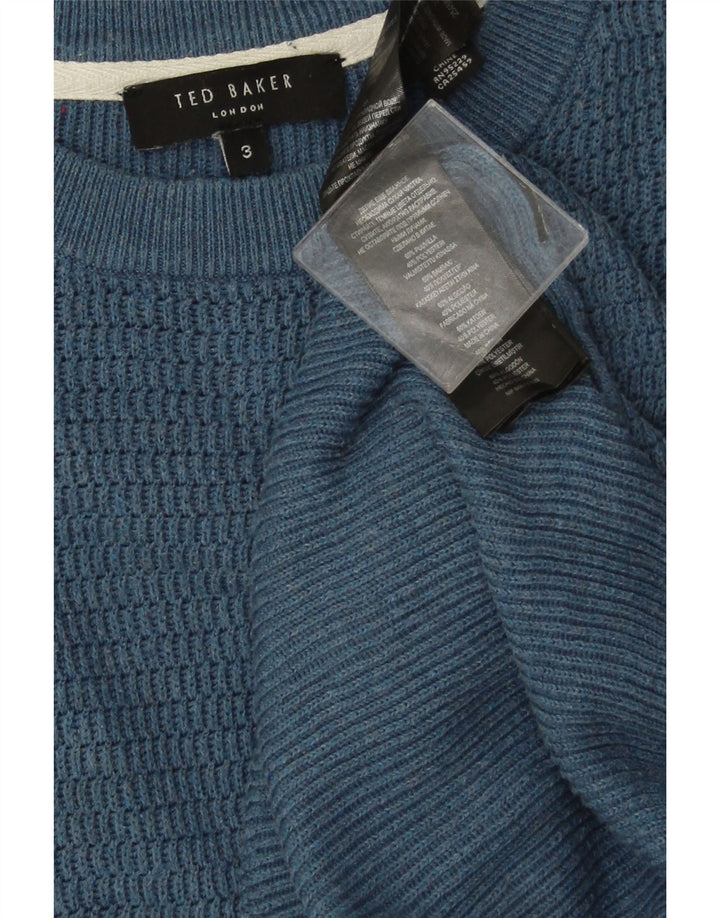 Ted Baker Herre Crew Neck Jumper Sweater Størrelse 3 Medium Blue Cotton