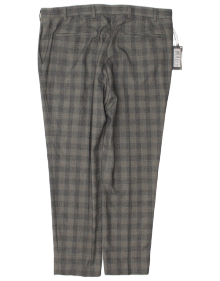 Marks & Spencer Herre Slim Suit Bukser W38 L29 Grå ternet polyester