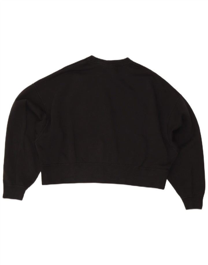 NIKE Womens Crop Oversized Sweatshirt Jumper UK 10 Small Black Bomuld