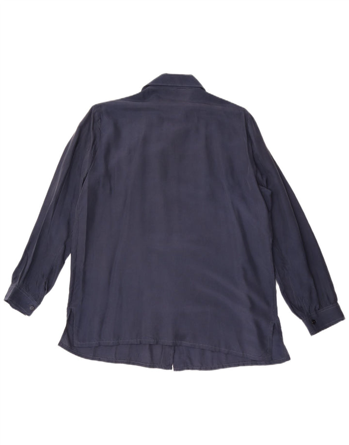 Vintage dameskjorte bluse UK 14 Large Navy Blue