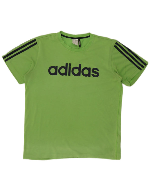 ADIDAS Herre Climalite grafisk T-shirt top mellemgrøn bomuld