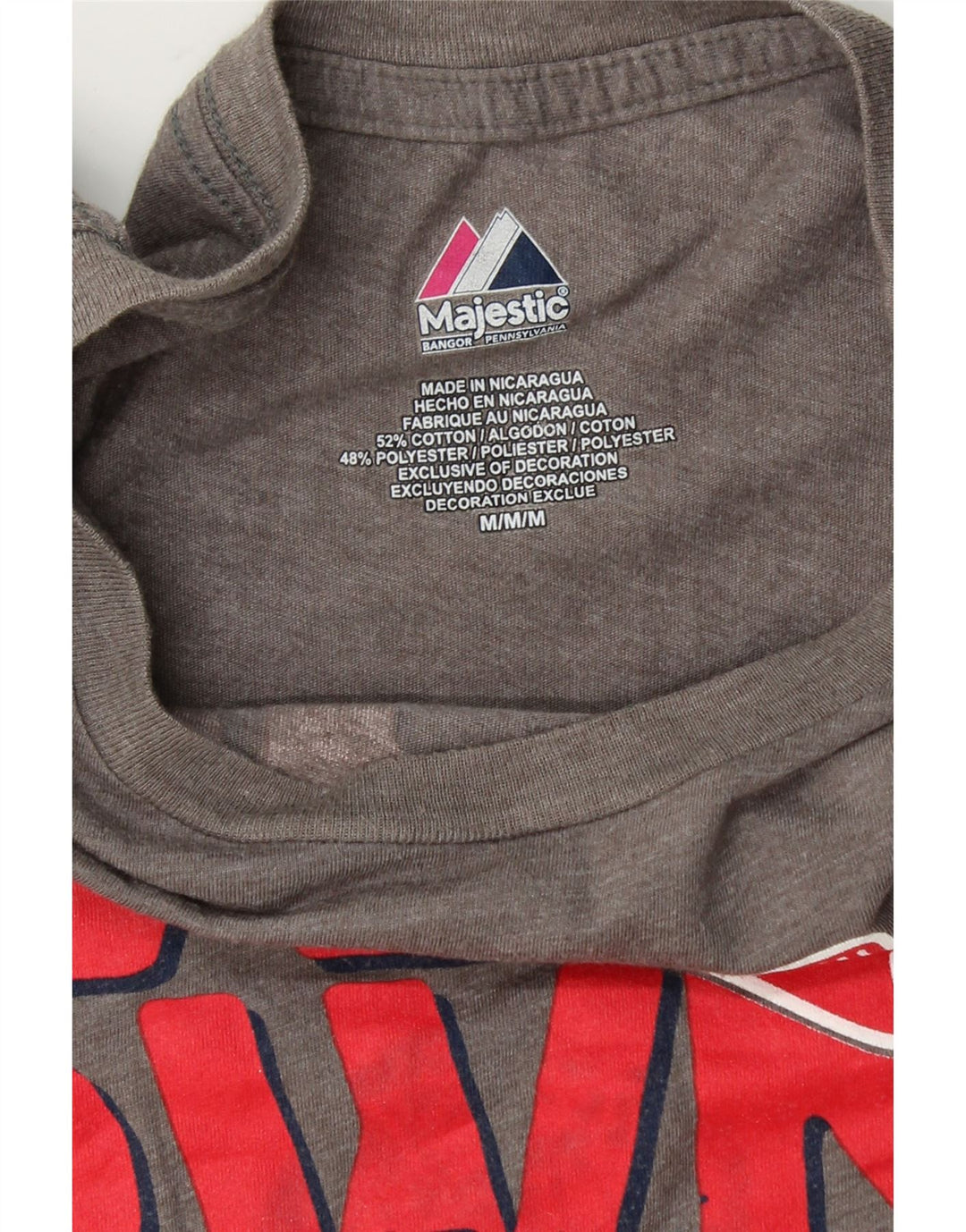 MAJESTIC Womens Graphic T-Shirt Top UK 12 Medium Grey Cotton Vintage Majestic and Second-Hand Majestic from Messina Hembry 