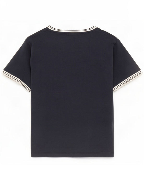 Jack Wills Womens T-Shirt Top UK 14 Large Navy Blue Colourblock Cotton