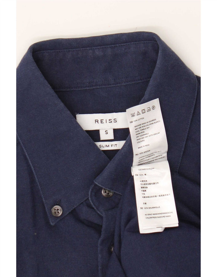 Reiss Slim Fit skjorte til mænd, lille marineblå bomuld