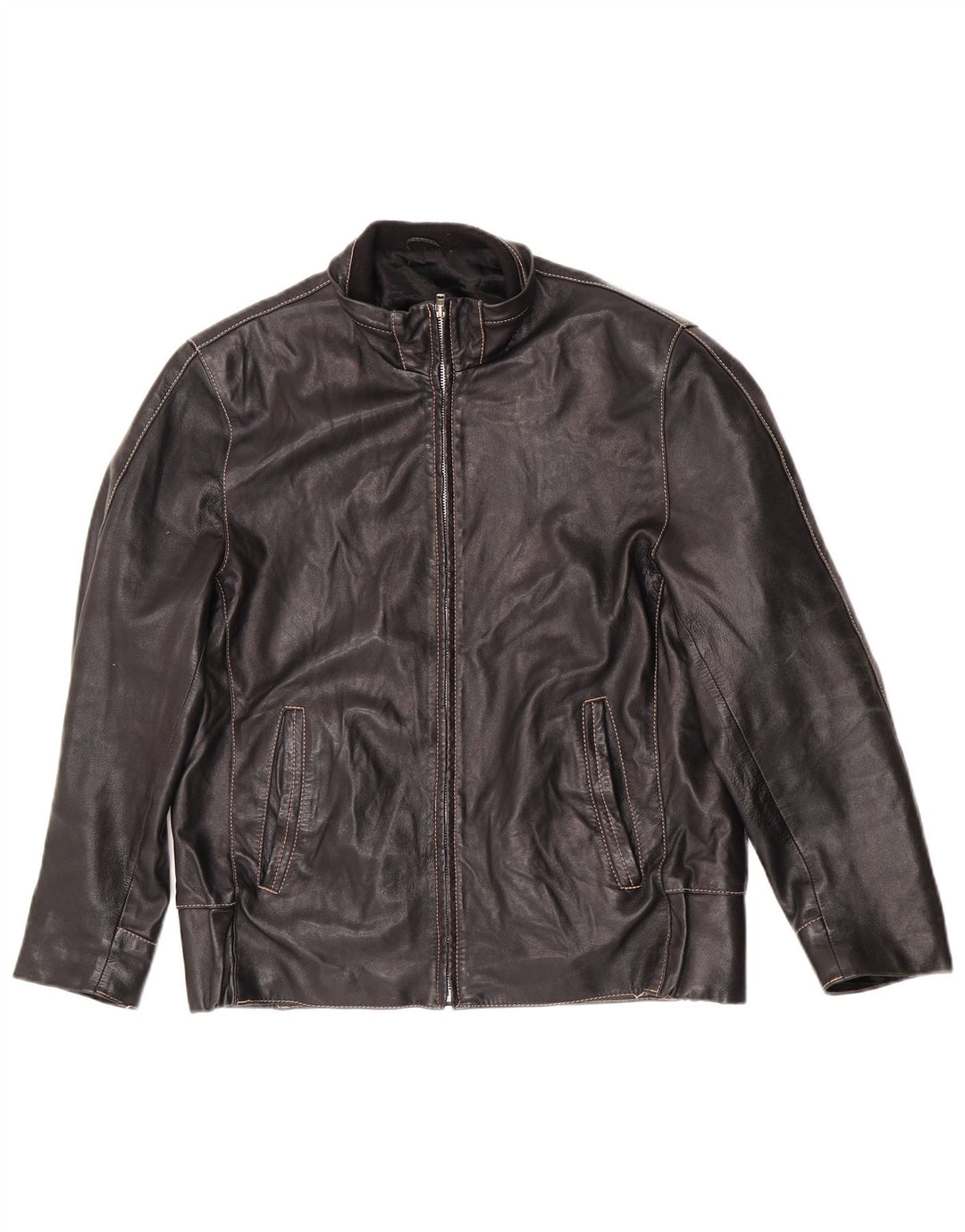 Vintage herre lynlås læderjakke IT 50 Large Black Biker