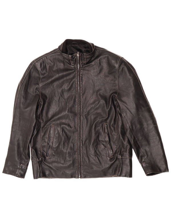 Vintage herre lynlås læderjakke IT 50 Large Black Biker