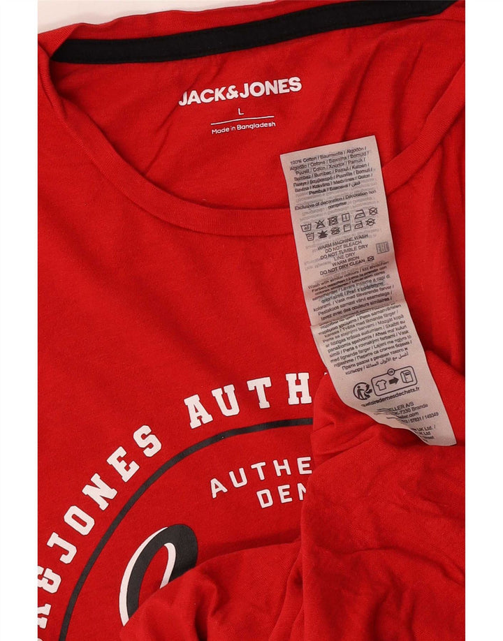Jack & Jones Herre Regular Graphic T-Shirt Top Stor rød bomuld