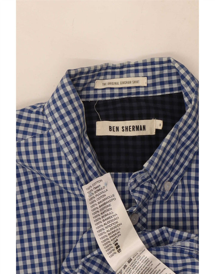 Ben Sherman herreskjorte lille blå Gingham bomuld