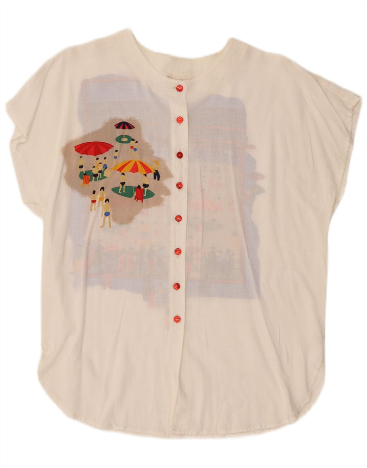 Ny hurtig kvinde oversized grafisk skjortebluse EU 36 Small White