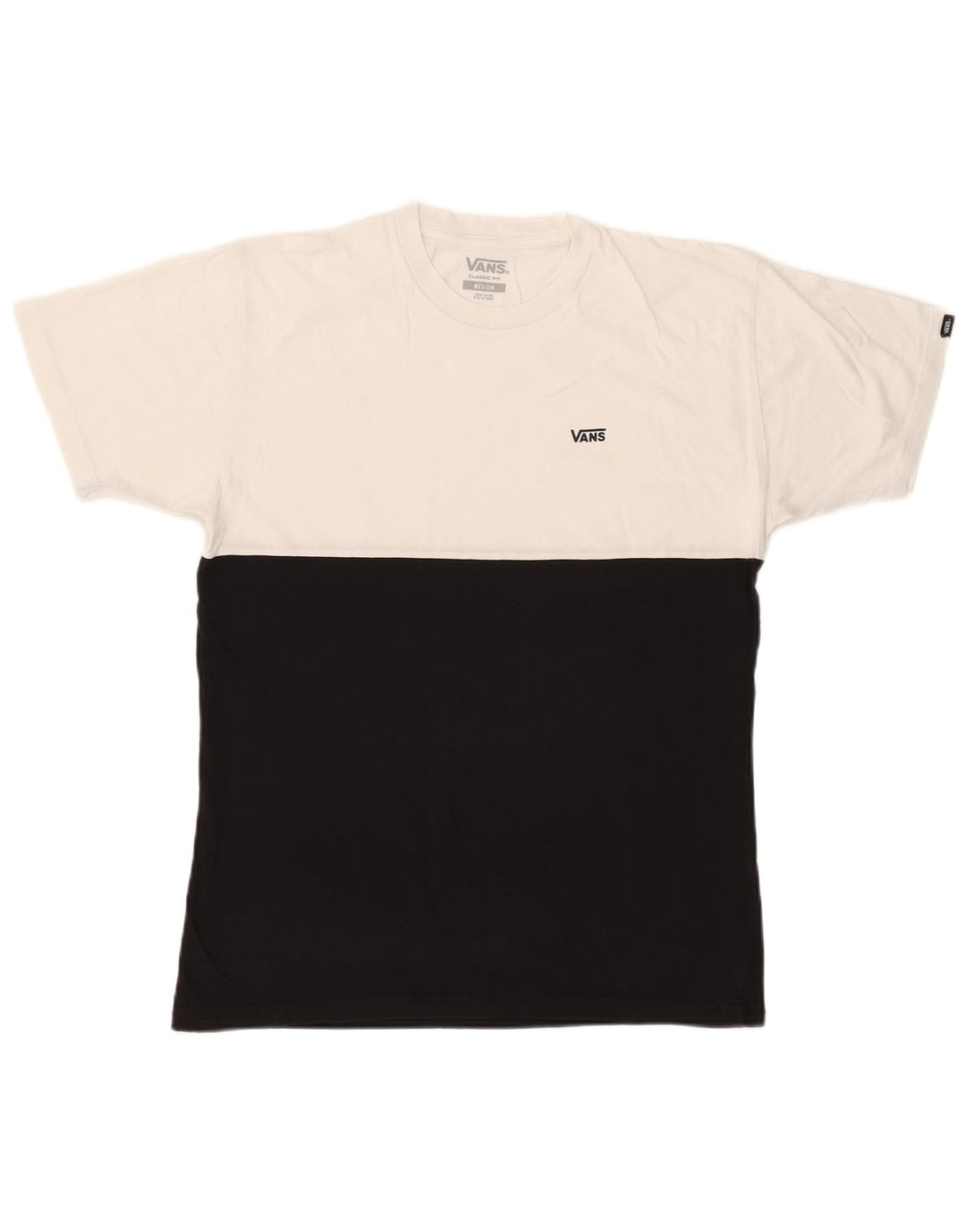 VANS Herre Classic Fit T-Shirt Top Medium Sort Colourblock Bomuld
