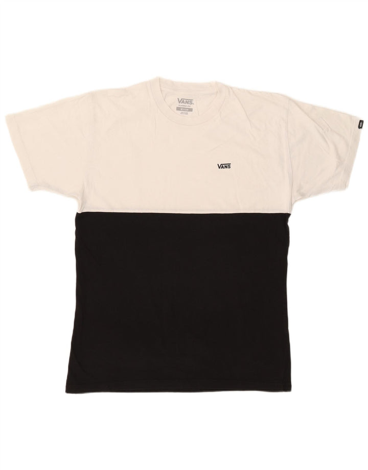 VANS Herre Classic Fit T-Shirt Top Medium Sort Colourblock Bomuld