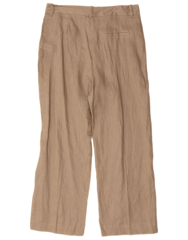Zara Dame Loose Fit Chino Bukser Large W30 L27 Beige Linned