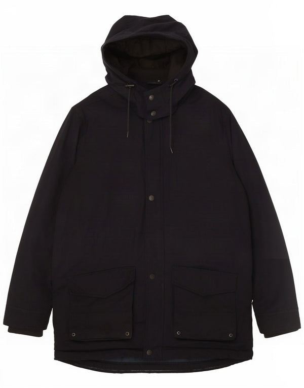 Crew Clothing Herre Hooded Parka Jacket UK 40 Large Navy Blue Polyester
