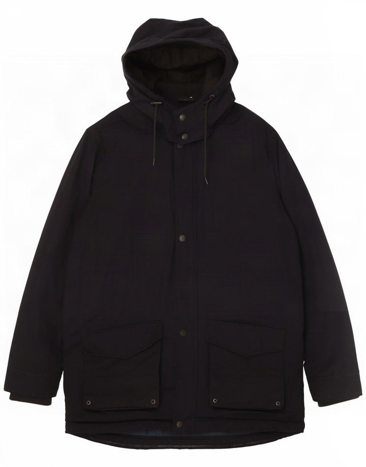 Crew Clothing Herre Hooded Parka Jacket UK 40 Large Navy Blue Polyester