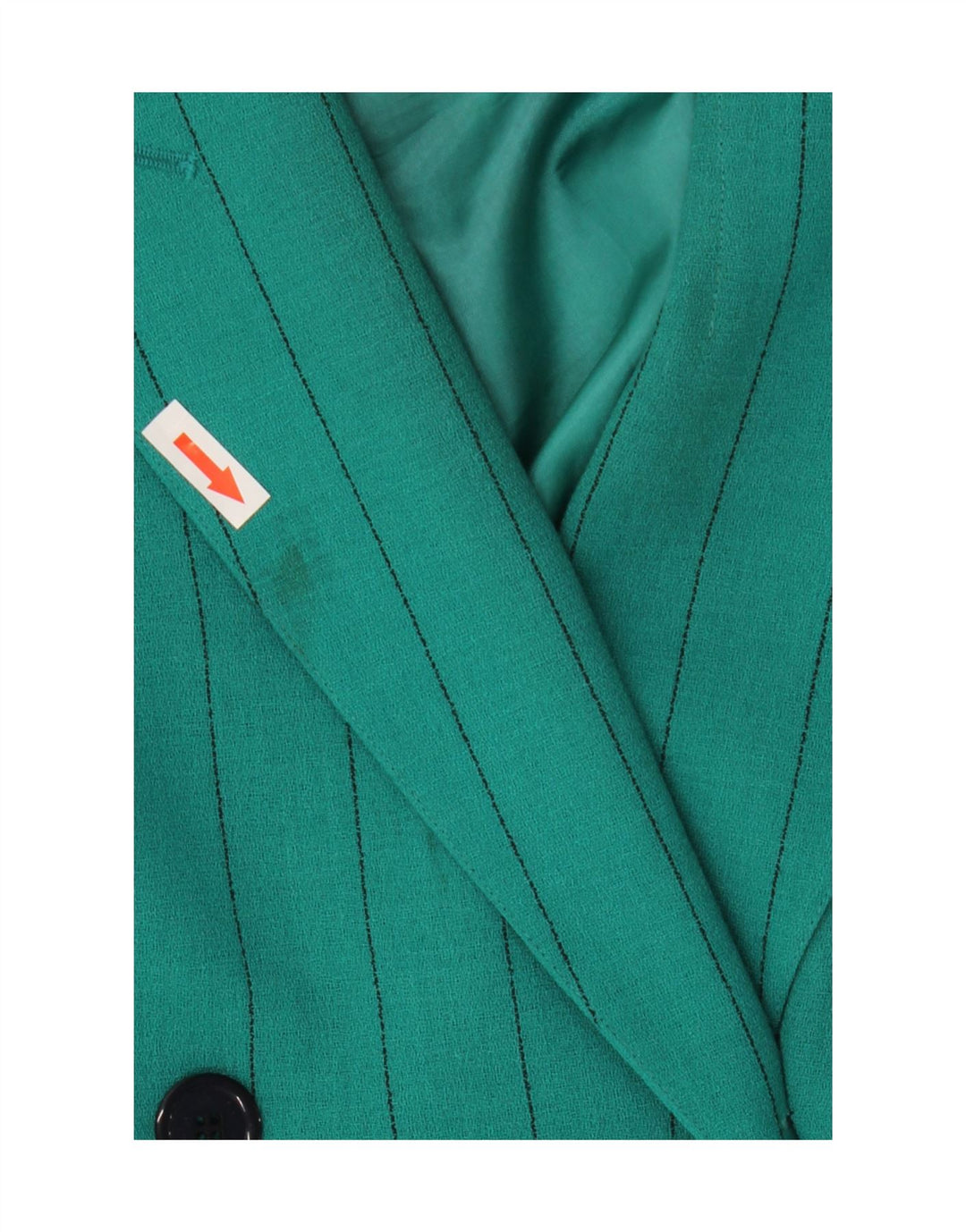Fink Model Dame Double Breasted Shift Dress UK 14 Large Green Pinstripe
