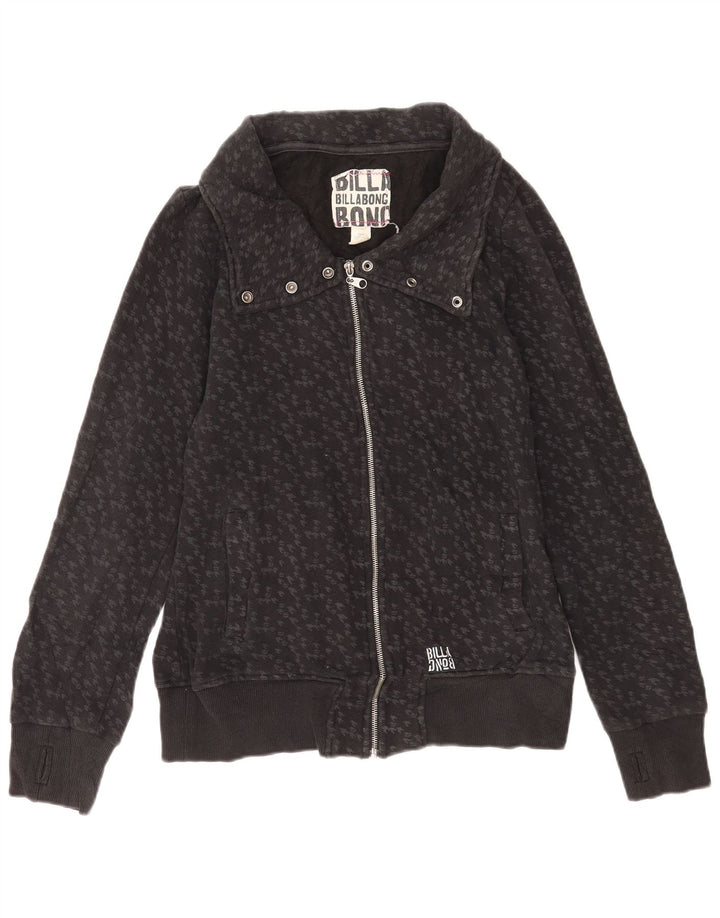 Billabong Womens træningsdragt topjakke UK 14 Large Grå Houndstooth Bomuld