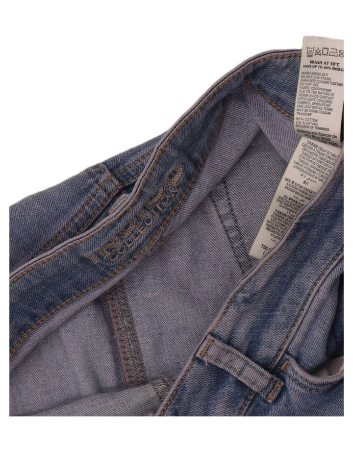 Marks & Spencer Dame Indigo Distressed Denim Nederdel UK 12 Medium W32 Blue