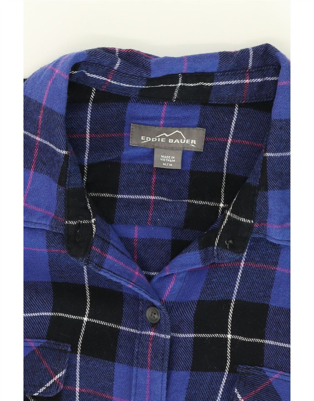 EDDIE BAUER Womens Flannel Shirt UK 14 Medium Blue Check Cotton Vintage Eddie Bauer and Second-Hand Eddie Bauer from Messina Hembry 