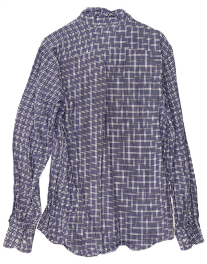 Massimo Dutti herreskjorte mellemblå ternet hør