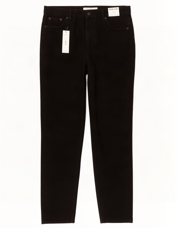Topshop Dame Mom Tapered Jeans UK 12 Medium W30 L28 Sort Bomuld