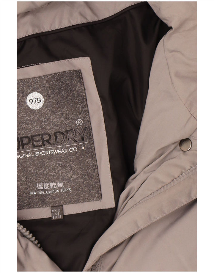 Superdry Dame Oversized grafisk hættepolstret frakke UK 10 Small Grey