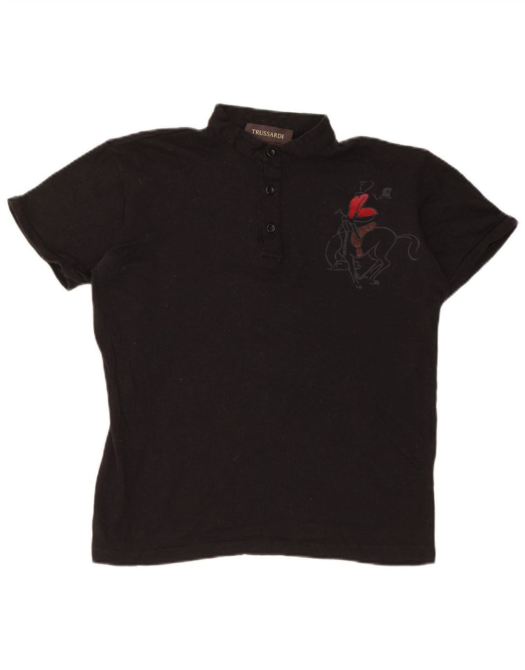 Trussardi Graphic Polo Shirt til kvinder UK 14 Medium Black