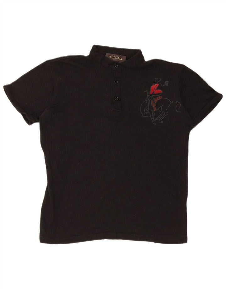 Trussardi Graphic Polo Shirt til kvinder UK 14 Medium Black