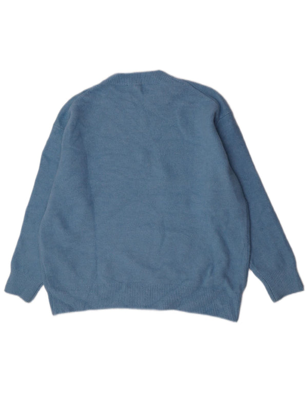 Zara Dame Oversized Crew Neck Jumper Sweater UK 10 Small Blue Acryl