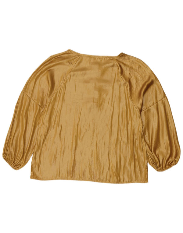 Zara Dame 3/4 ærmet bluse Top UK 12 Medium Beige