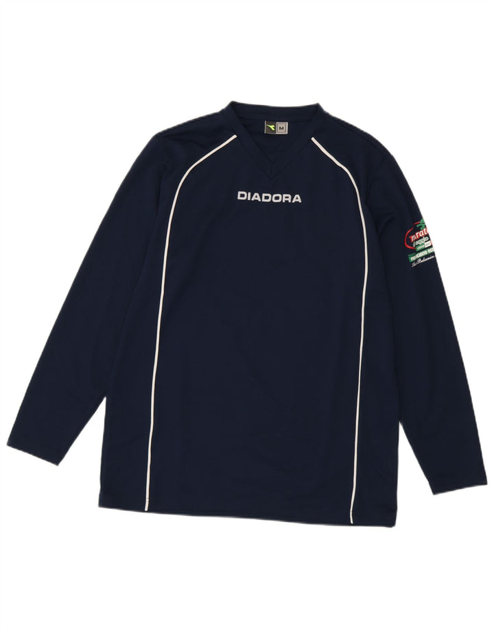 DIADORA Mens Graphic Top Long Sleeve Medium Navy Blue Polyester