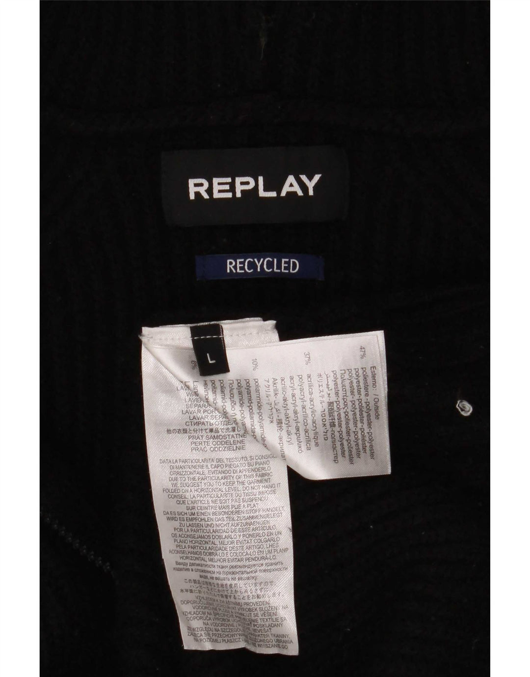 Replay Herre Hættetrøje Sweater Large Sort Polyester