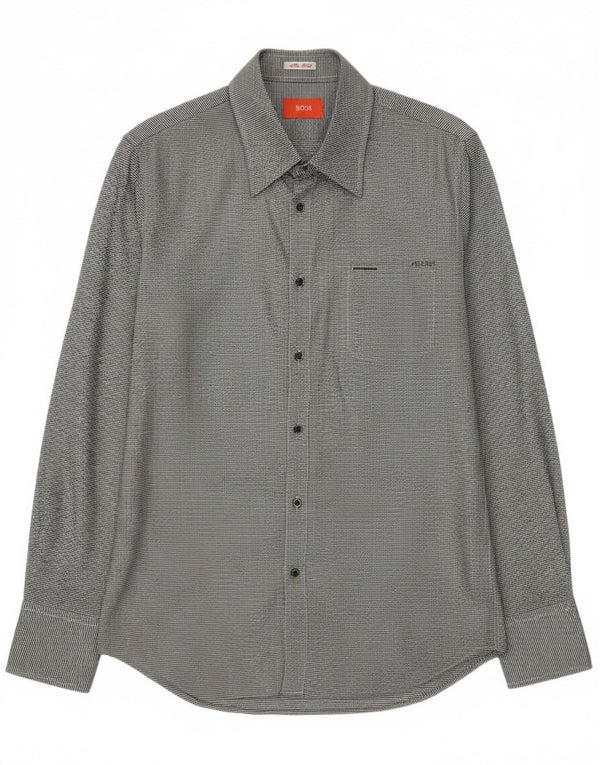 Hugo Boss Mens Shirt Small Grey Pinstripe Cotton