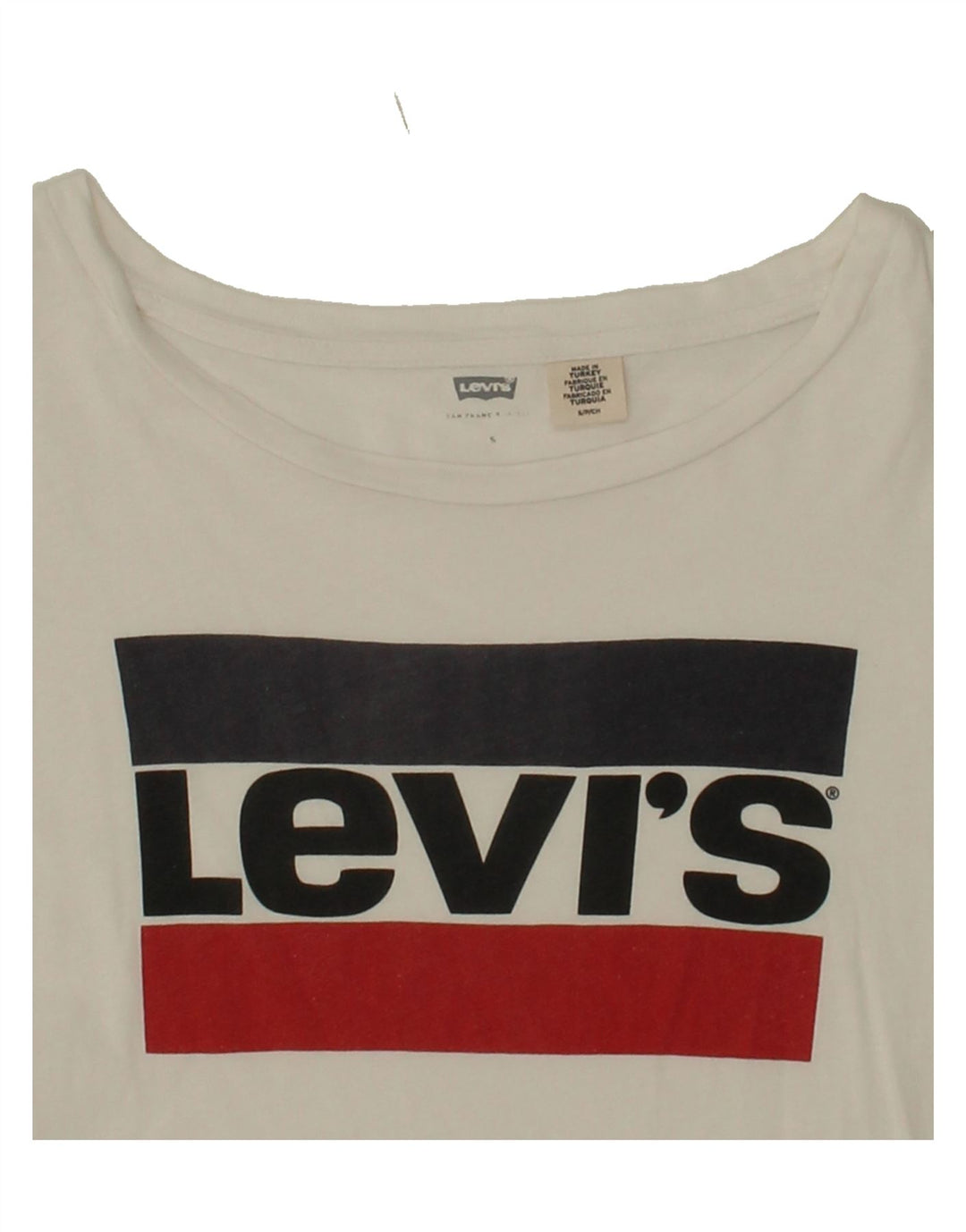 LEVI'S Mens Graphic T-Shirt Top Small White Cotton Vintage Levi's and Second-Hand Levi's from Messina Hembry 