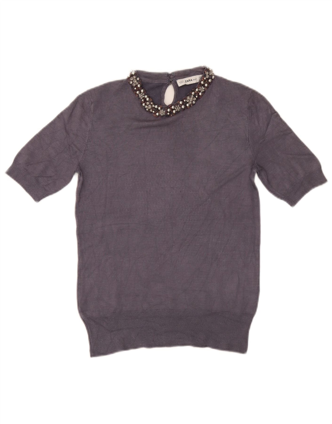 Zara Dame Bluse Top UK 12 Medium Navy Blue