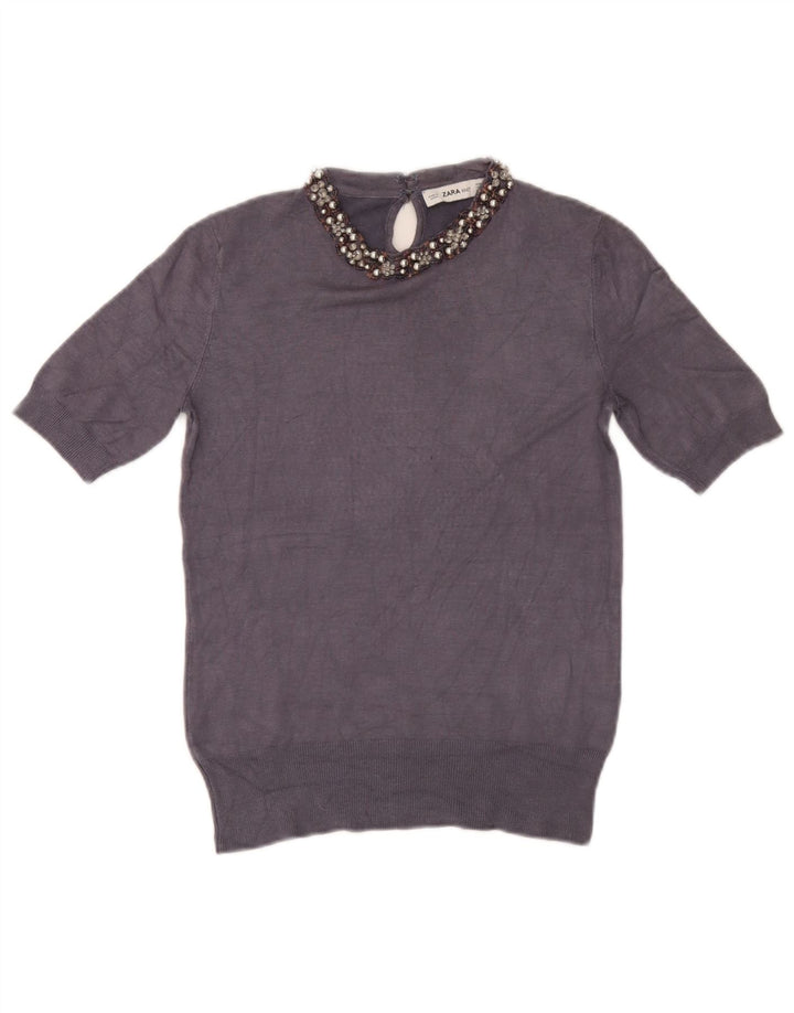 Zara Dame Bluse Top UK 12 Medium Navy Blue