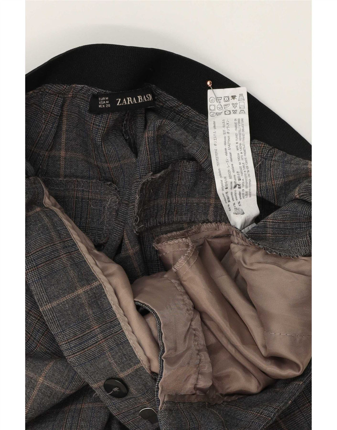 Zara Dame Slim Chino Bukser Medium W28 L26 Grå ternet polyester