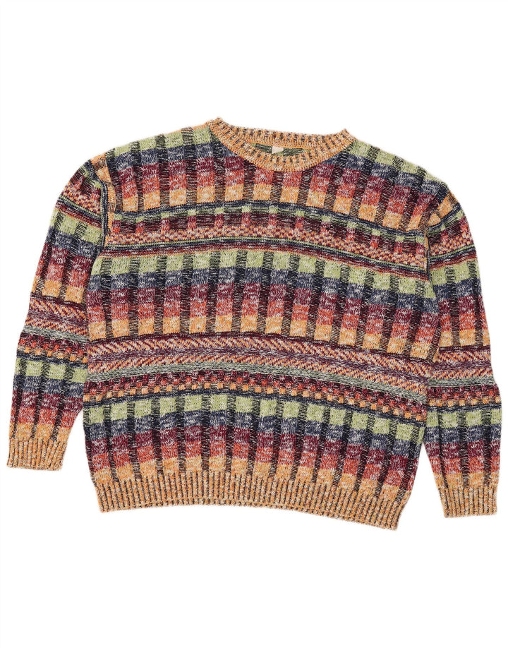 Vintage herre sweater med rund hals DK 42/44 stor flerfarvet tern