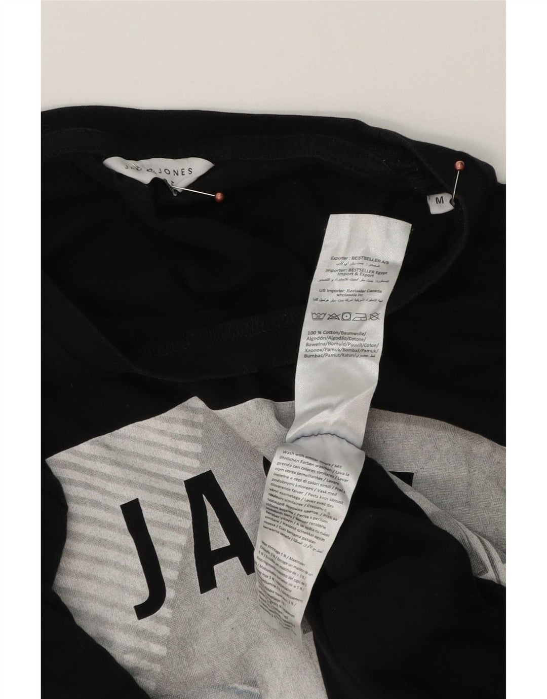 Jack & Jones Herre grafisk T-shirt Top Medium Sort Bomuld